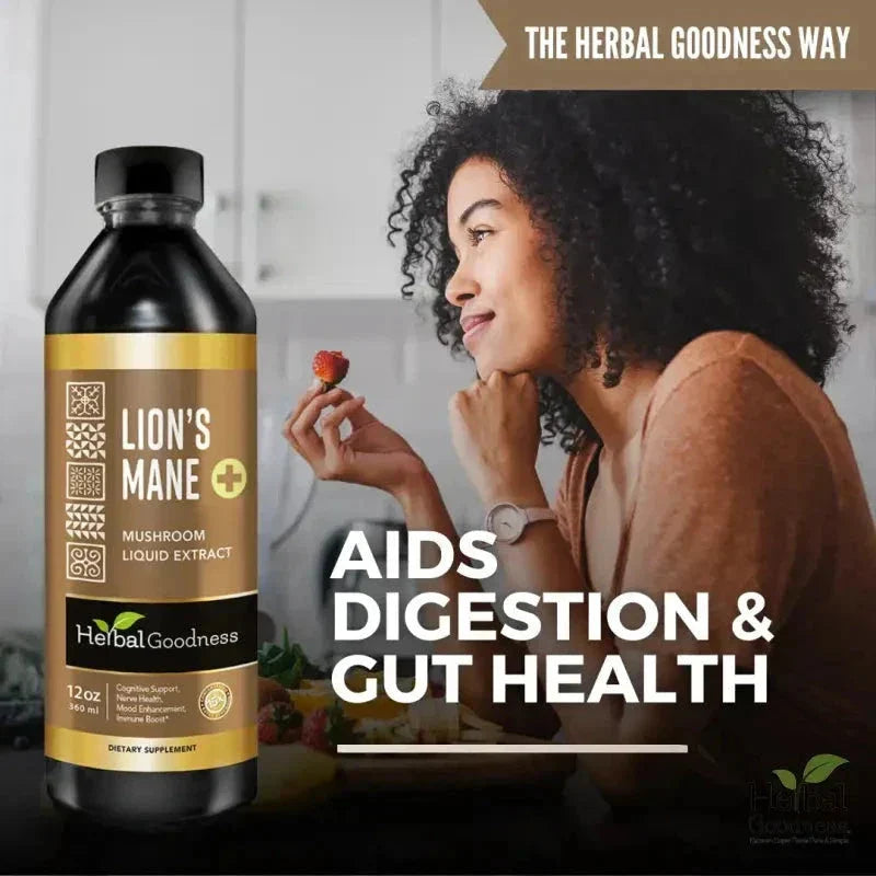 Lion's Mane Mushroom Liquid Extract - Organic 1oz - Brain & Mood Liquid Extract Herbal Goodness 