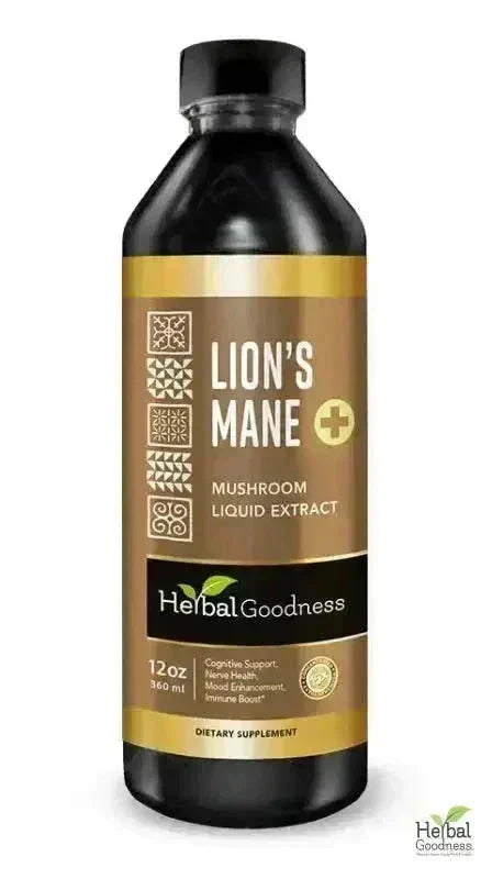 Lion's Mane Mushroom Liquid Extract - Organic - Brain & Mood Liquid Extract Herbal Goodness 12oz 