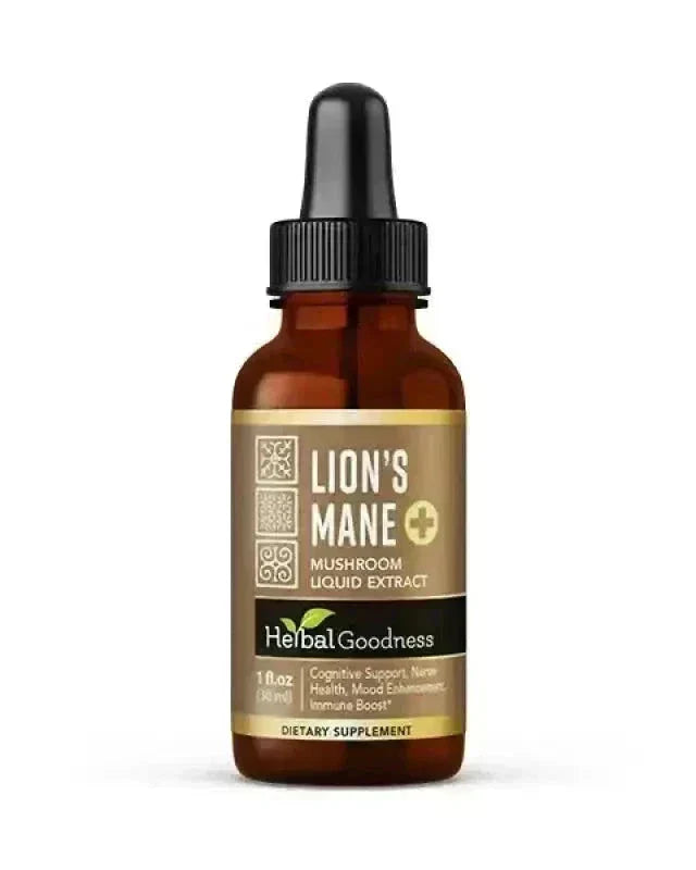 Lion's Mane Mushroom Liquid Extract - Organic - Brain & Mood Liquid Extract Herbal Goodness 1oz 