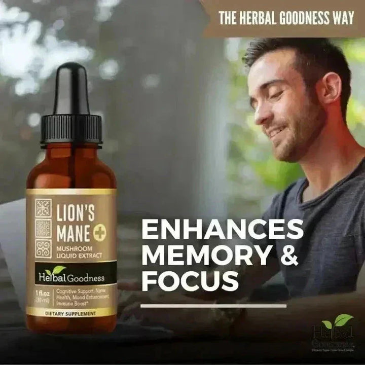 Lion's Mane Mushroom Liquid Extract - Organic - Brain & Mood Liquid Extract Herbal Goodness 