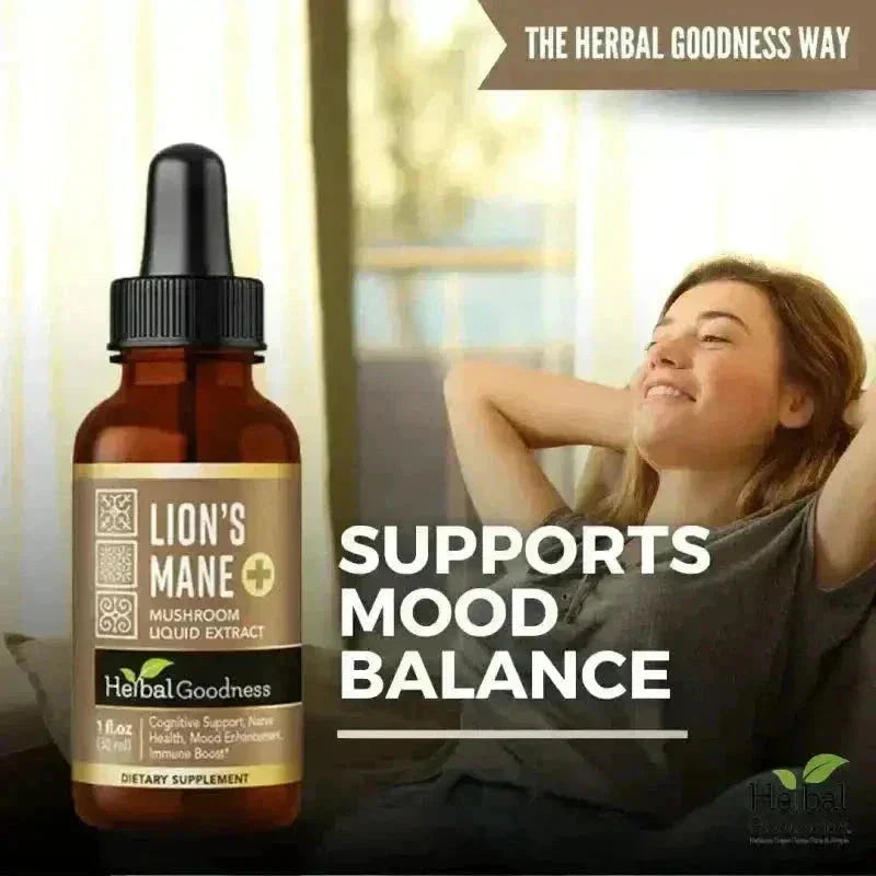 Lion's Mane Mushroom Liquid Extract - Organic - Brain & Mood Liquid Extract Herbal Goodness 