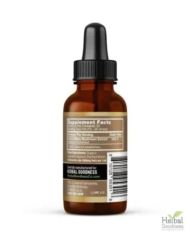 Lion's Mane Mushroom Liquid Extract - Organic - Brain & Mood Liquid Extract Herbal Goodness 