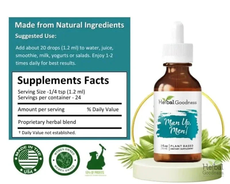 Man Up Men 2fl.oz - Plant Based - Dietary Supplement, supports healthy testosterone and energy levels - Herbal Goodness Liquid Extract Herbal Goodness 