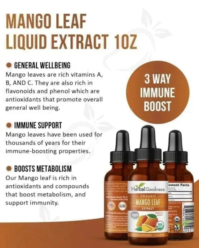Mango Leaf Extract - Organic - Liquid - Metabolism, Gut & Immunity - Herbal Goodness Liquid Extract Herbal Goodness 