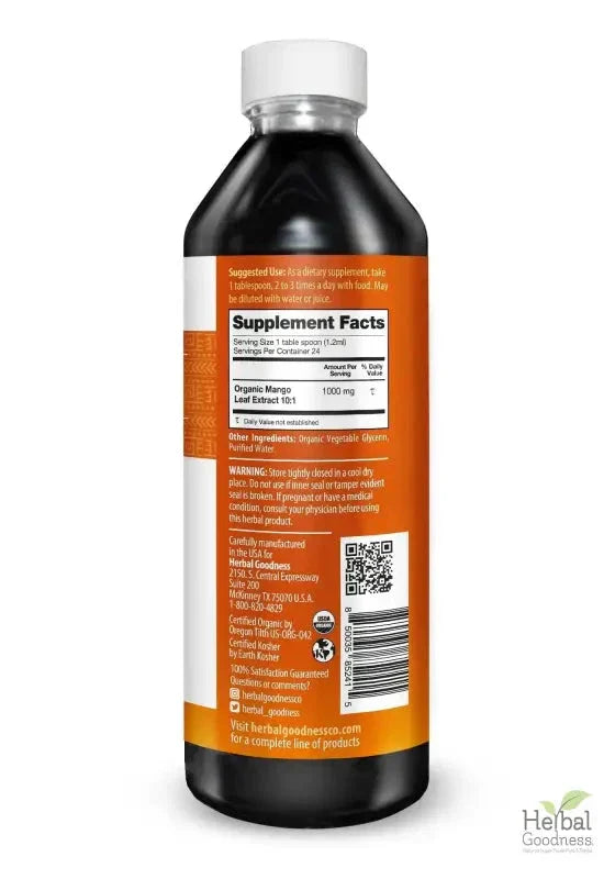 Mango Leaf - Organic 1oz 15X Liquid Extract - Heart Health Liquid Extract Herbal Goodness 
