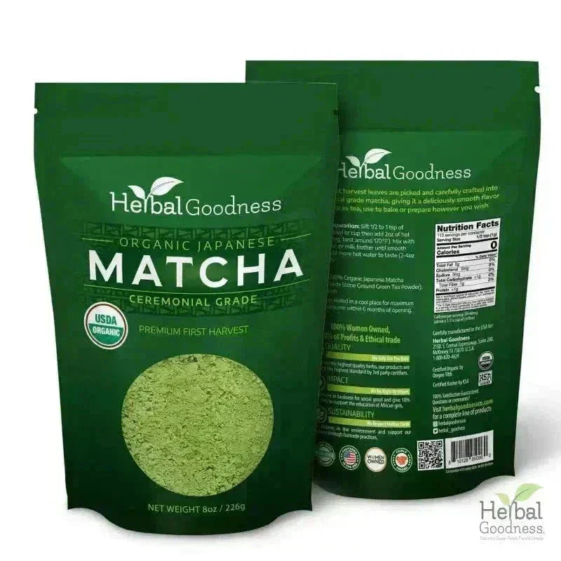 Matcha Green Tea Powder - Organic, Japanese Ceremonial 8oz - Energy & Vitality Powder Herbal Goodness 