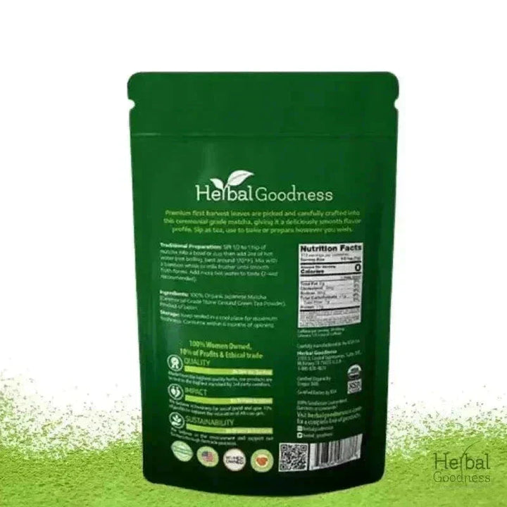 Matcha Green Tea Powder - Organic, Japanese Ceremonial 8oz - Energy & Vitality Powder Herbal Goodness 