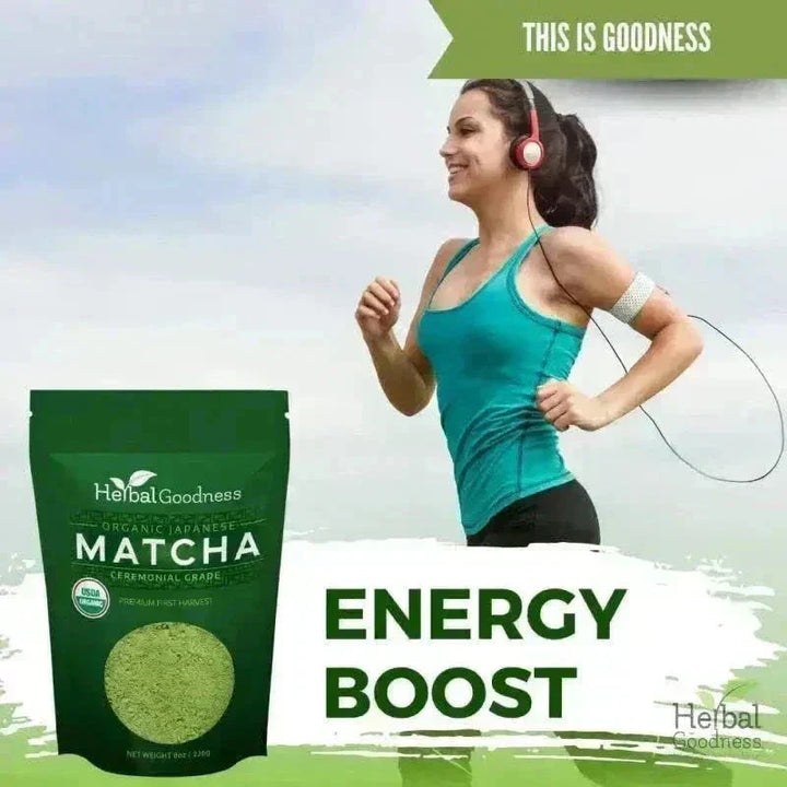 Matcha Green Tea Powder - Organic, Japanese Ceremonial 8oz - Energy & Vitality Powder Herbal Goodness 