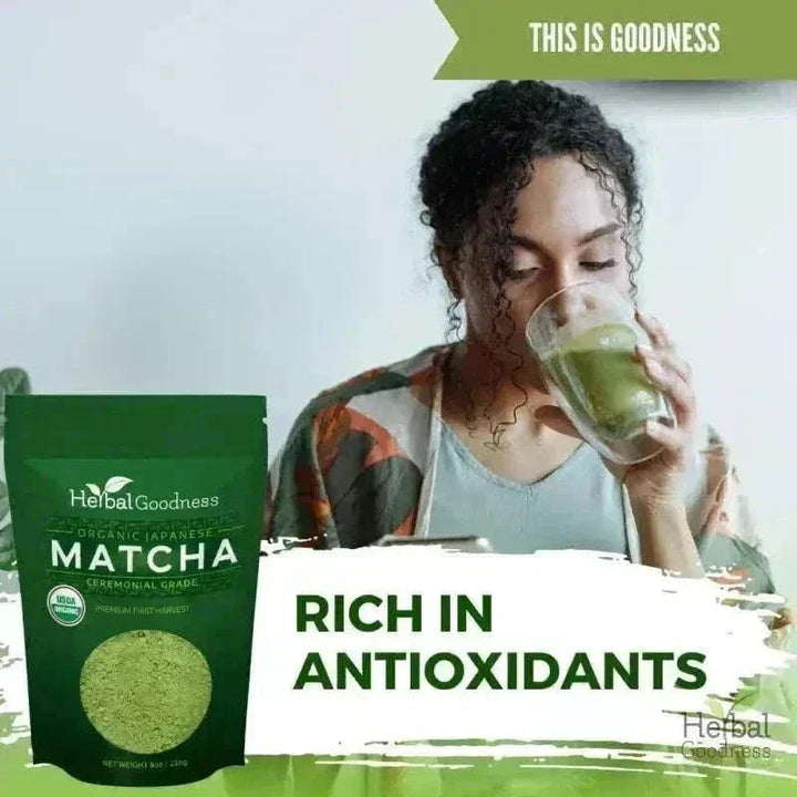 Matcha Green Tea Powder - Organic, Japanese Ceremonial 8oz - Energy & Vitality Powder Herbal Goodness 