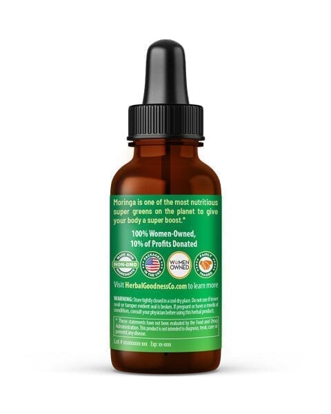 Moringa Leaf Extract - Organic 1oz 15X Liquid Extract - Immunity & Wellbeing Liquid Extract Herbal Goodness 