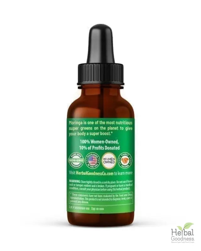 Moringa Leaf Extract - Organic 1oz 15X Liquid Extract - Immunity &amp; Wellbeing Liquid Extract Herbal Goodness 