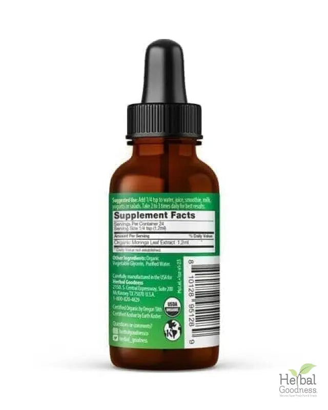 Moringa Leaf Extract - Organic 1oz 15X Liquid Extract - Immunity &amp; Wellbeing Liquid Extract Herbal Goodness 