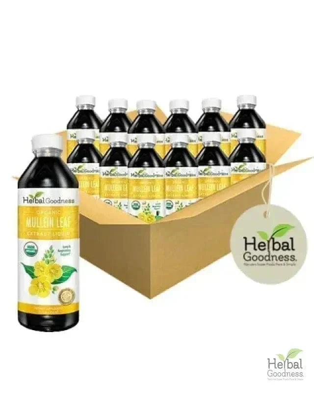 Mullein Leaf Extract Liquid - Organic 15X Strength - Herbal Goodness Liquid Extract Herbal Goodness 12 oz Case(12) 