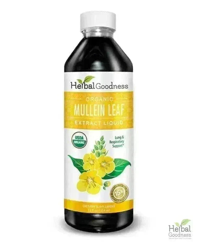 Mullein Leaf Extract Liquid - Organic - 15X Strength - Herbal Goodness Liquid Extract Herbal Goodness 12 oz 