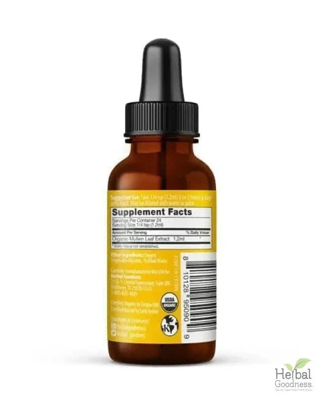 Mullein Leaf - Organic 15X Liquid Extract - Respiratory & Lung Health Liquid Extract Herbal Goodness 