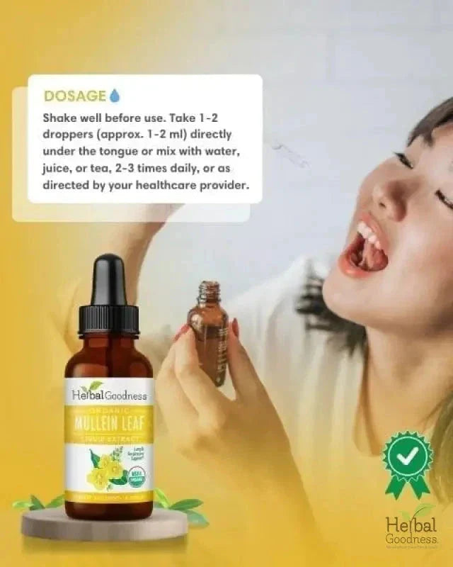 Mullein Leaf - Organic 15X Liquid Extract - Respiratory & Lung Health Liquid Extract Herbal Goodness 