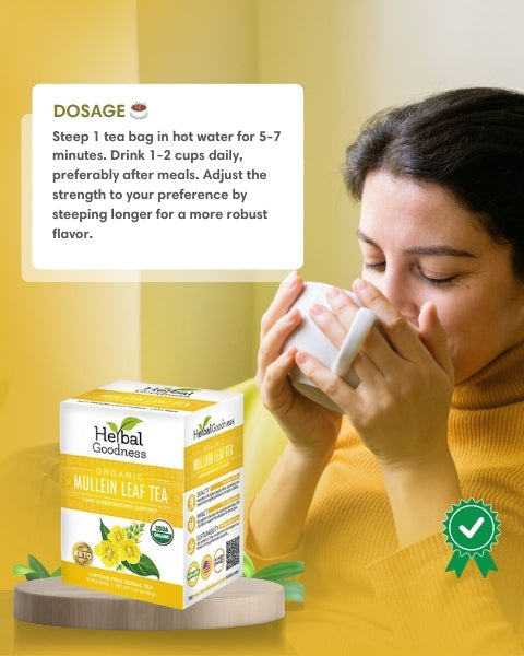 Mullein Leaf Tea - Organic 24 Tea Bags - Respiratory & Lung