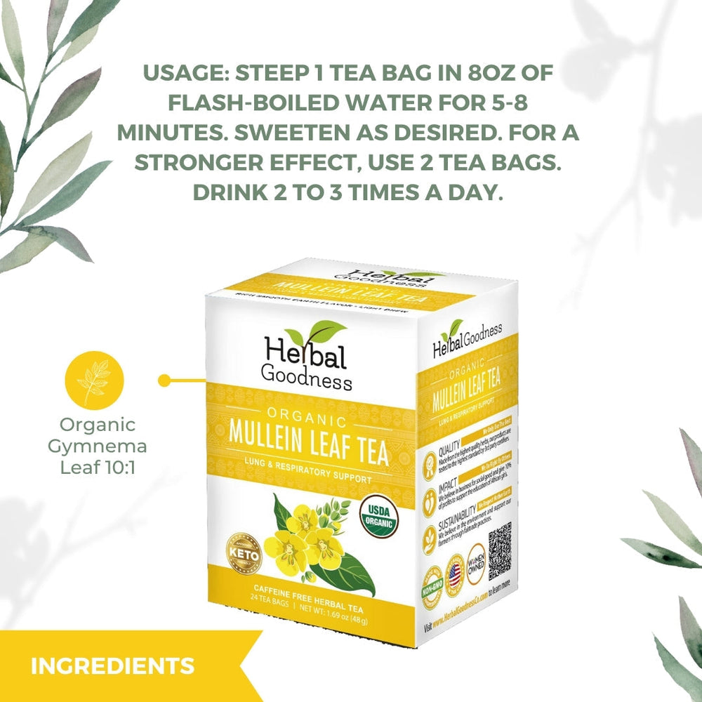 Mullein Leaf Tea - Organic 24/2g - Herbal Goodness Buy Tea & Infusions