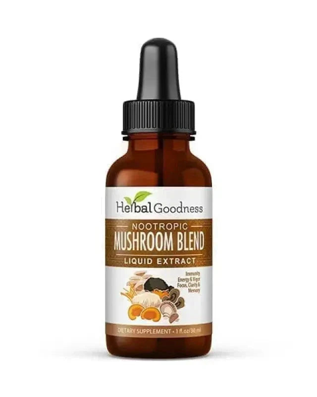 Mushroom Blend - Organic 15X Liquid Extract - Adaptogens & Brain Power Liquid Extract Herbal Goodness 1 oz 