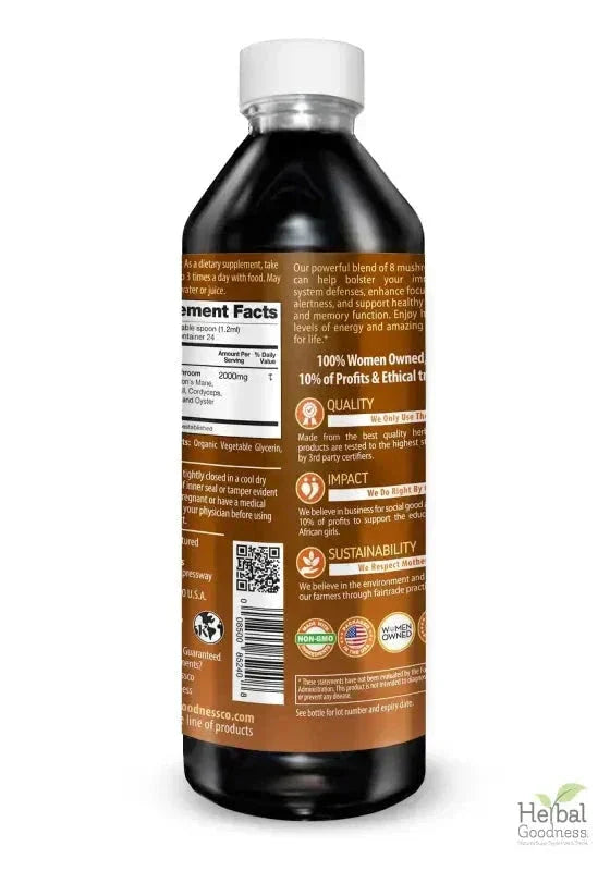 Mushroom Blend - Organic 15X Liquid Extract - Adaptogens & Brain Power Liquid Extract Herbal Goodness 