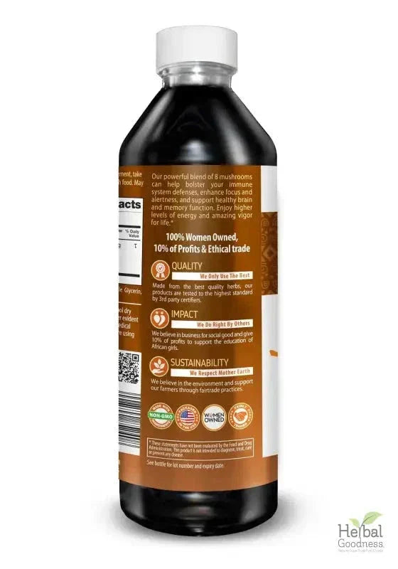 Mushroom Blend - Organic 15X Liquid Extract - Adaptogens & Brain Power Liquid Extract Herbal Goodness 