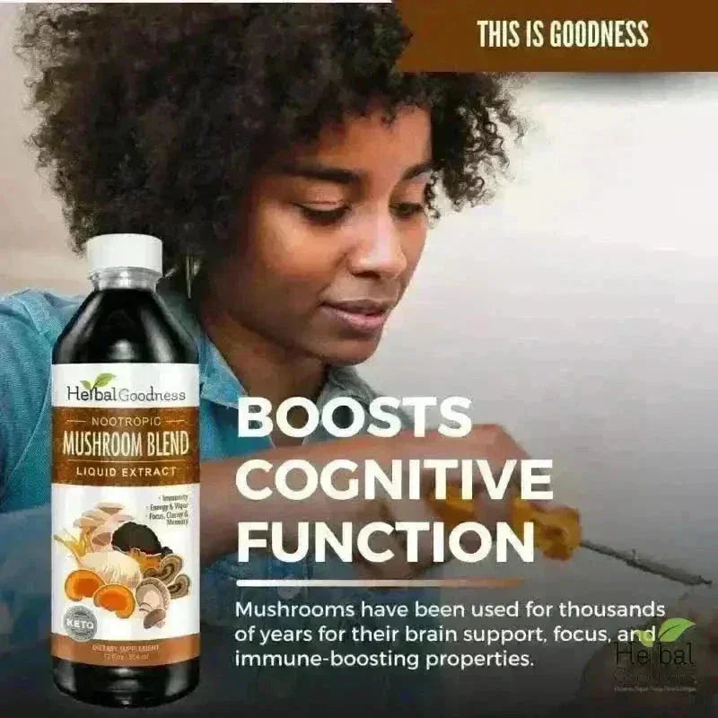 Mushroom Blend - Organic 15X Liquid Extract - Adaptogens & Brain Power Liquid Extract Herbal Goodness 