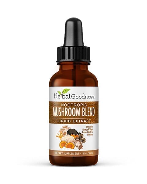 Mushroom Blend - Organic 1oz 15X Liquid Extract - Adaptogens & Brain Power Liquid Extract Herbal Goodness 1 oz 