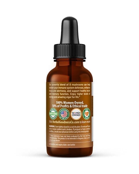 Mushroom Blend - Organic 1oz 15X Liquid Extract - Adaptogens & Brain Power Liquid Extract Herbal Goodness 