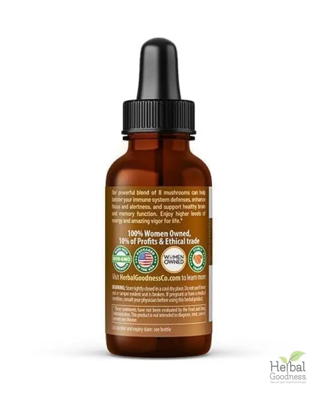 Mushroom Blend - Organic 1oz 15X Liquid Extract - Adaptogens &amp; Brain Power Liquid Extract Herbal Goodness 