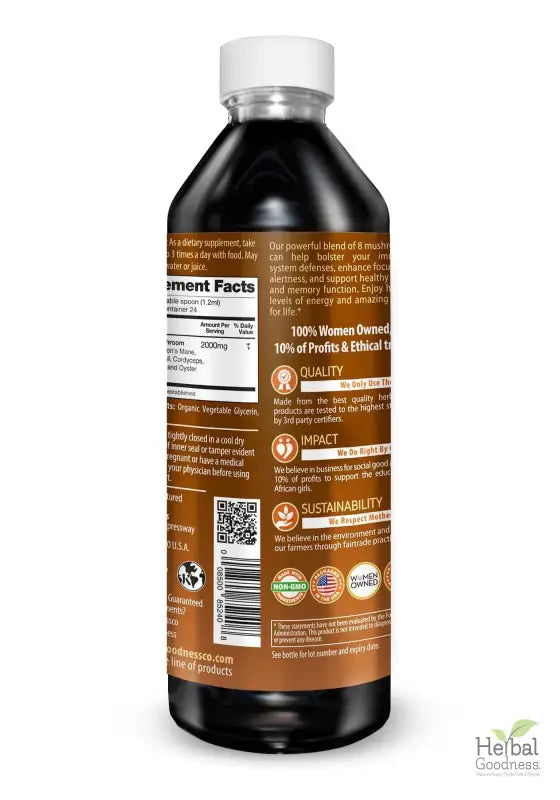 Mushroom Blend - Organic 1oz 15X Liquid Extract - Adaptogens &amp; Brain Power Liquid Extract Herbal Goodness 