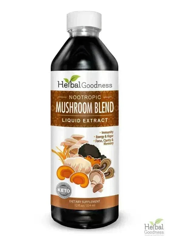 Mushroom Blend - Organic 15X Liquid Extract - Adaptogens Liquid Extract Herbal Goodness 12 oz 