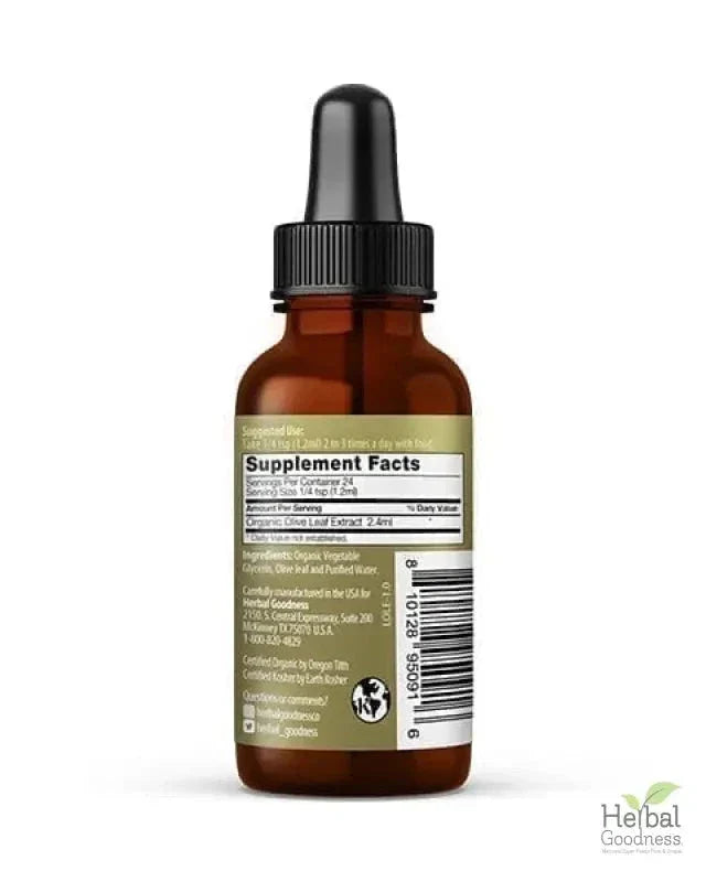 Olive Leaf Extract Liquid - 15X Strength - Healthy Heart Function & Immune Support - Herbal Goodness Liquid Extract Herbal Goodness 