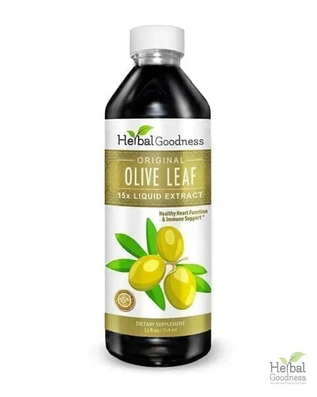 Olive Leaf Extract Liquid - 15X Strength - Healthy Heart Function & Immune Support - Herbal Goodness Liquid Extract Herbal Goodness 12 oz 