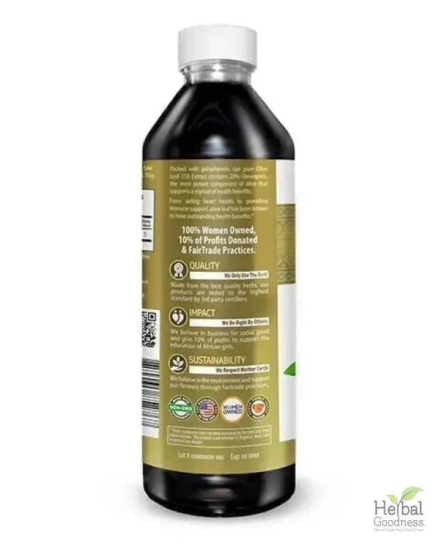 Olive Leaf Extract Liquid - 15X Strength - Healthy Heart Function & Immune Support - Herbal Goodness Liquid Extract Herbal Goodness 