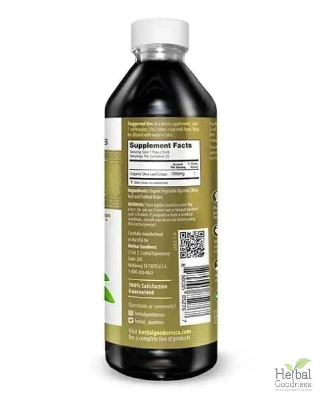 Olive Leaf Extract Liquid - 15X Strength - Healthy Heart Function & Immune Support - Herbal Goodness Liquid Extract Herbal Goodness 