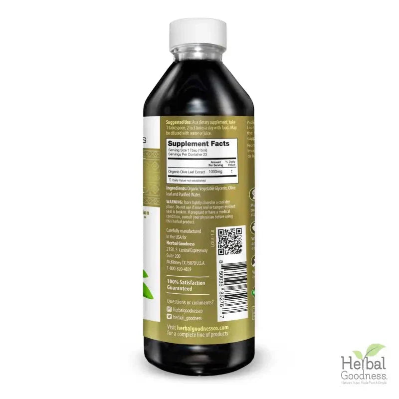 Olive Leaf - Organic 1oz 15X Liquid Extract - Immunity & Performance Liquid Extract Herbal Goodness 