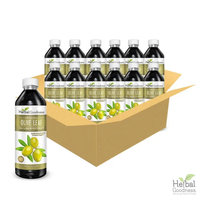 Olive Leaf - Organic 1oz 15X Liquid Extract - Immunity &amp; Performance Liquid Extract Herbal Goodness 12 oz Case(12) 