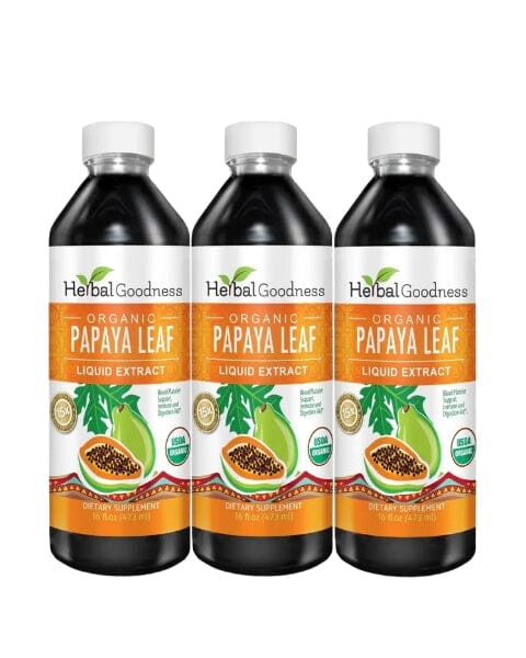 Papaya Leaf Extract 16oz – Organic 15X Liquid Papaya Leaf Herbal Supplement Liquid Extract Herbal Goodness 3 Units 