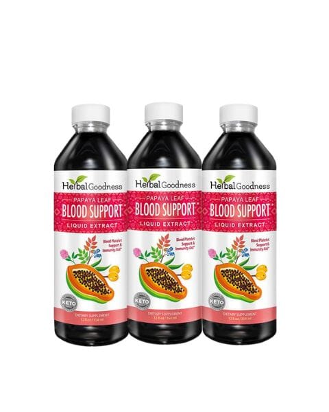 Papaya Leaf Extract Blood Support - Organic 15X Liquid Extract - Platelet Health Liquid Extract Herbal Goodness 12oz - 3 Units 
