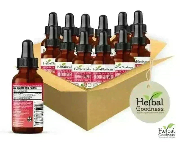 Papaya Leaf Extract Blood Support - Organic 15X Liquid Extract - Platelet Health Liquid Extract Herbal Goodness 1oz Case 12 