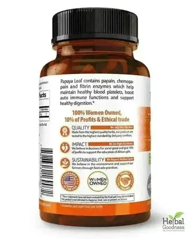 Papaya Leaf Extract 10X - 600mg Capsule - Platelet & Digestive Aid Capsules Herbal Goodness 