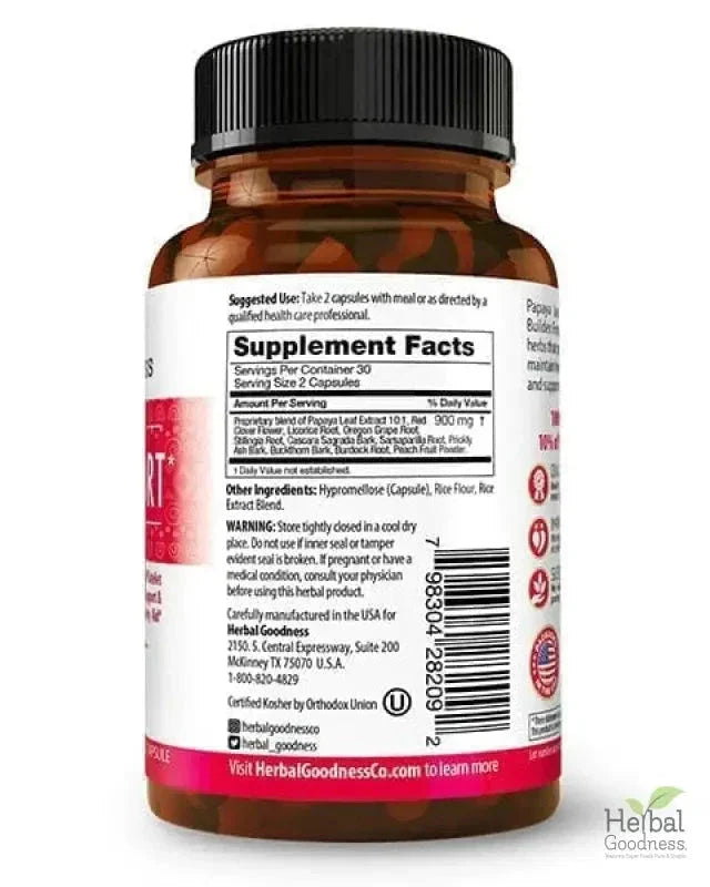 Papaya Leaf Extract Blood Support - 10X 60/450mg Capsules - Blood Platelet Capsules Herbal Goodness 