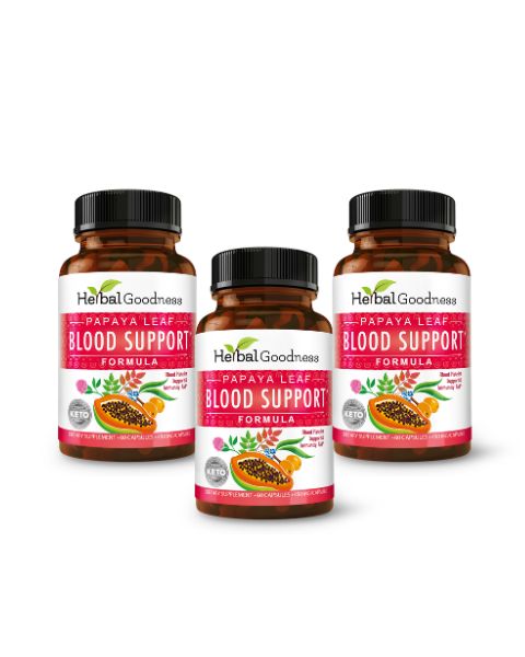 Papaya Leaf Extract Blood Support - 10X 60/450mg Capsules - Blood Platelet - Herbal Goodness