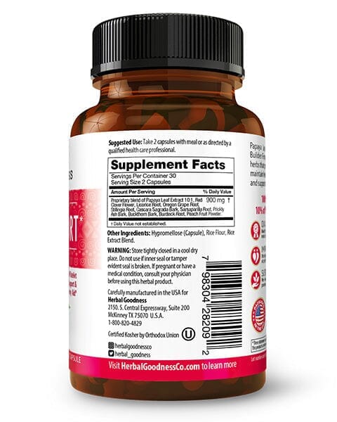 Papaya Leaf Extract Blood Support - 10X 60/450mg Capsules - Blood Platelet Capsules Herbal Goodness 