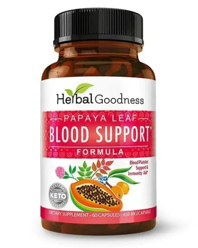 Papaya Leaf Extract Blood Support - 10X 60/450mg Capsules - Blood Platelet Capsules Herbal Goodness Unit 