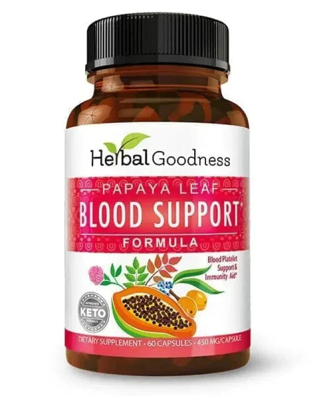 Papaya Leaf Extract Blood Support - 10X 60/450mg Capsules - Blood Platelet Capsules Herbal Goodness Unit 