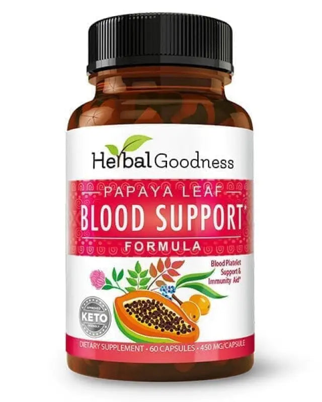 Papaya Leaf Extract Blood Support - 10X 60/450mg Capsules - Blood Platelet Capsules Herbal Goodness 60 Caps 