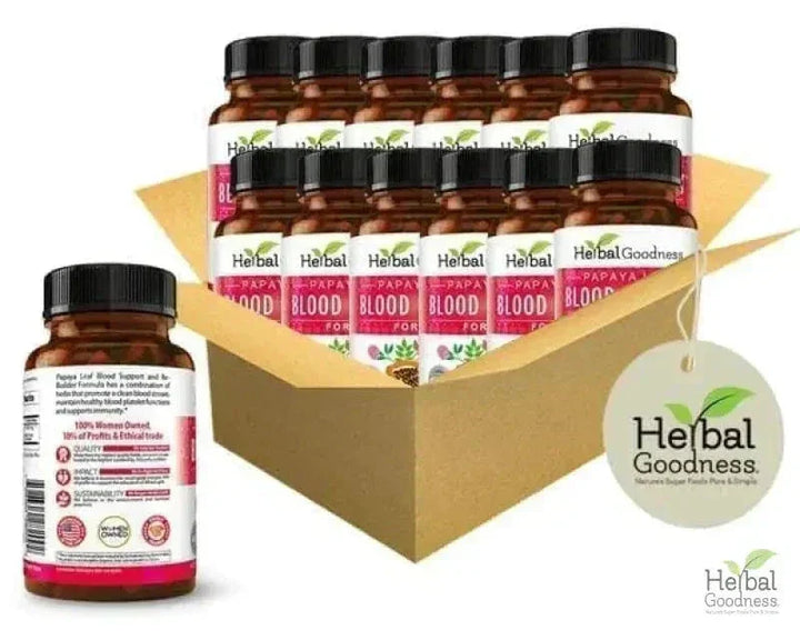 Papaya Leaf Extract Blood Support - 450mg/60 Capsules - Herbal Goodness Capsules Herbal Goodness Case(12) 