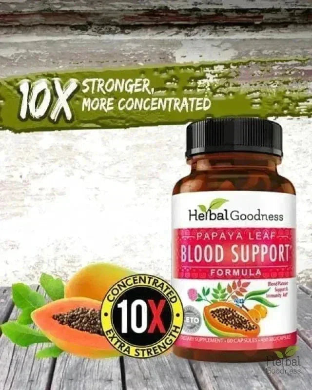 Papaya Leaf Extract Blood Support - 450mg/60 Capsules - Herbal Goodness Capsules Herbal Goodness 