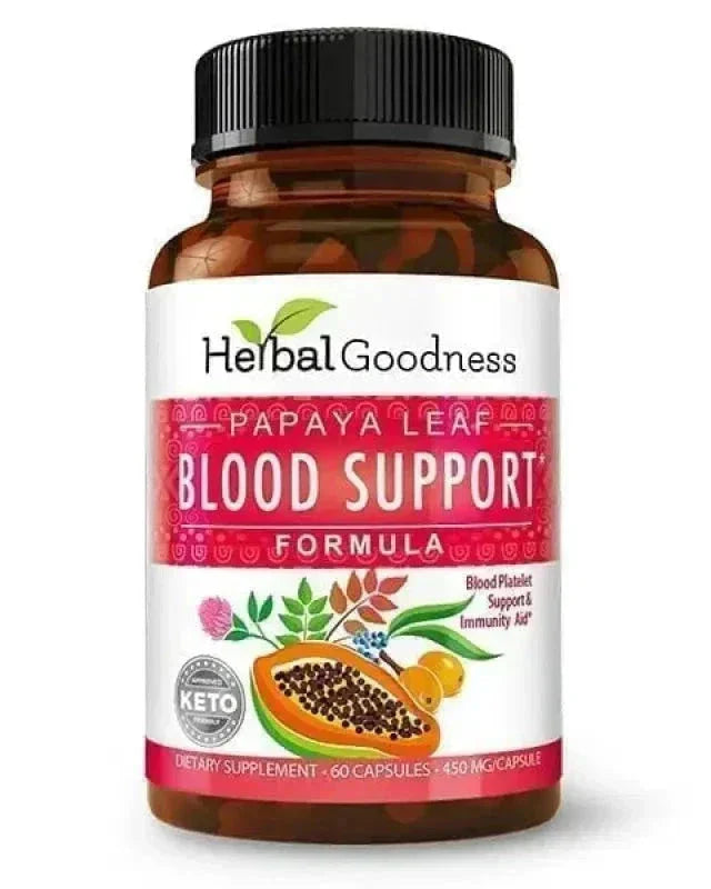 Papaya Leaf Extract Blood Support - 450mg/60 Capsules - Herbal Goodness Capsules Herbal Goodness 60 Caps 